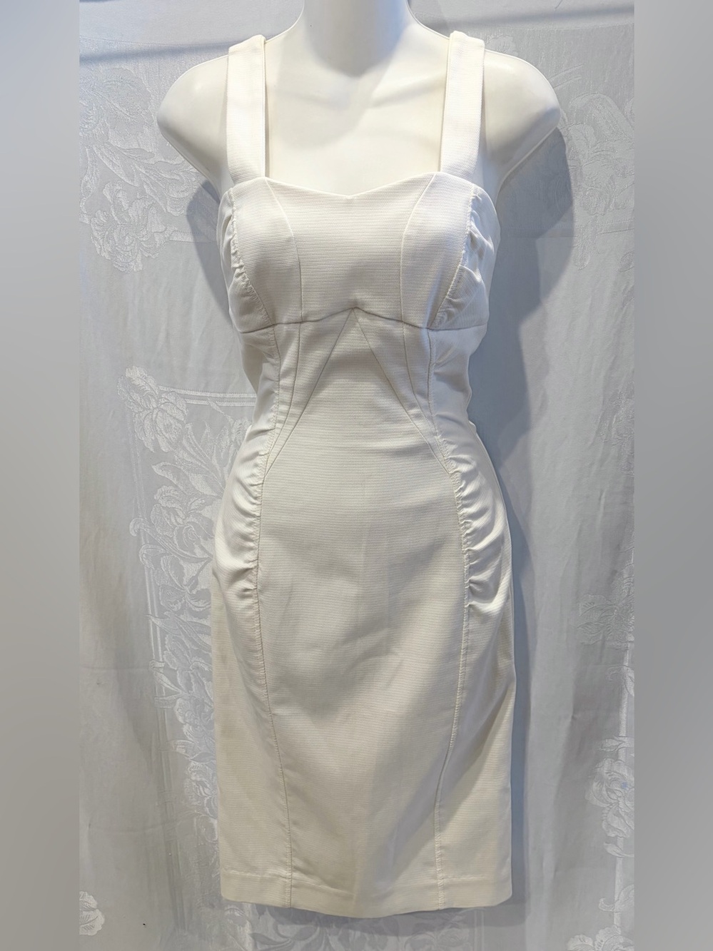 New Italian Flavio Castellani White Stretch Cotton Sheath Dress IT40 US 2/4 $465